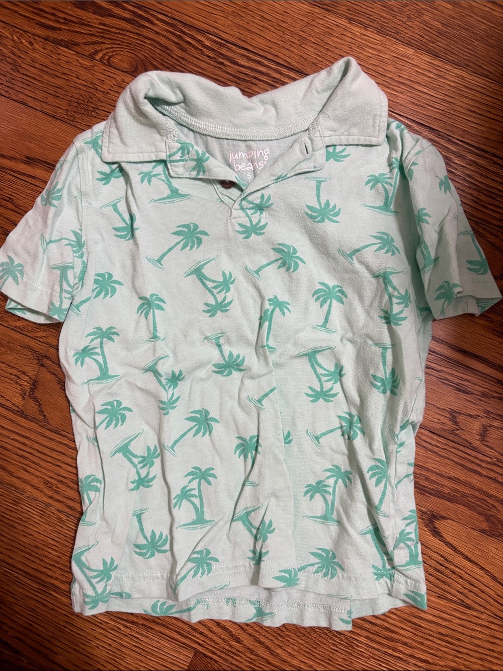 jumping beans Light Mint Palm-Print Polo